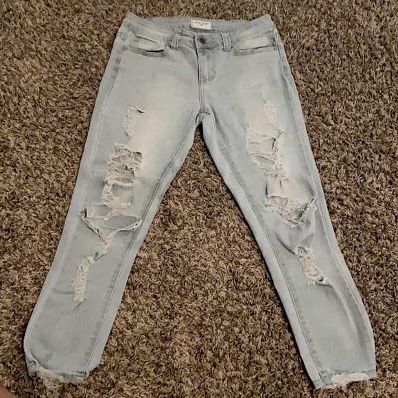 Skinny Blue Ripped Jeans - Picture 1 of 2